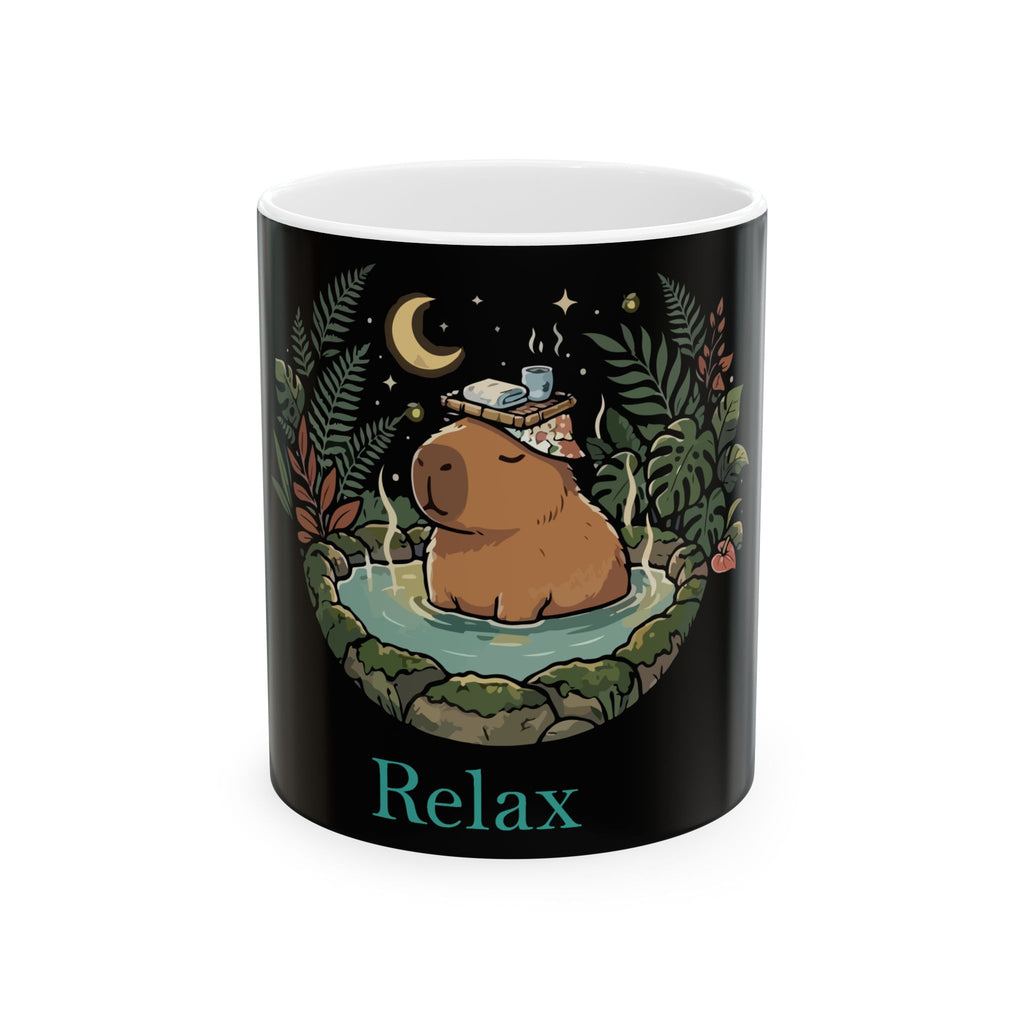Relax Capybara Hot Spring Mug — Cute Ceramic Coffee Cup (11oz, 15oz)