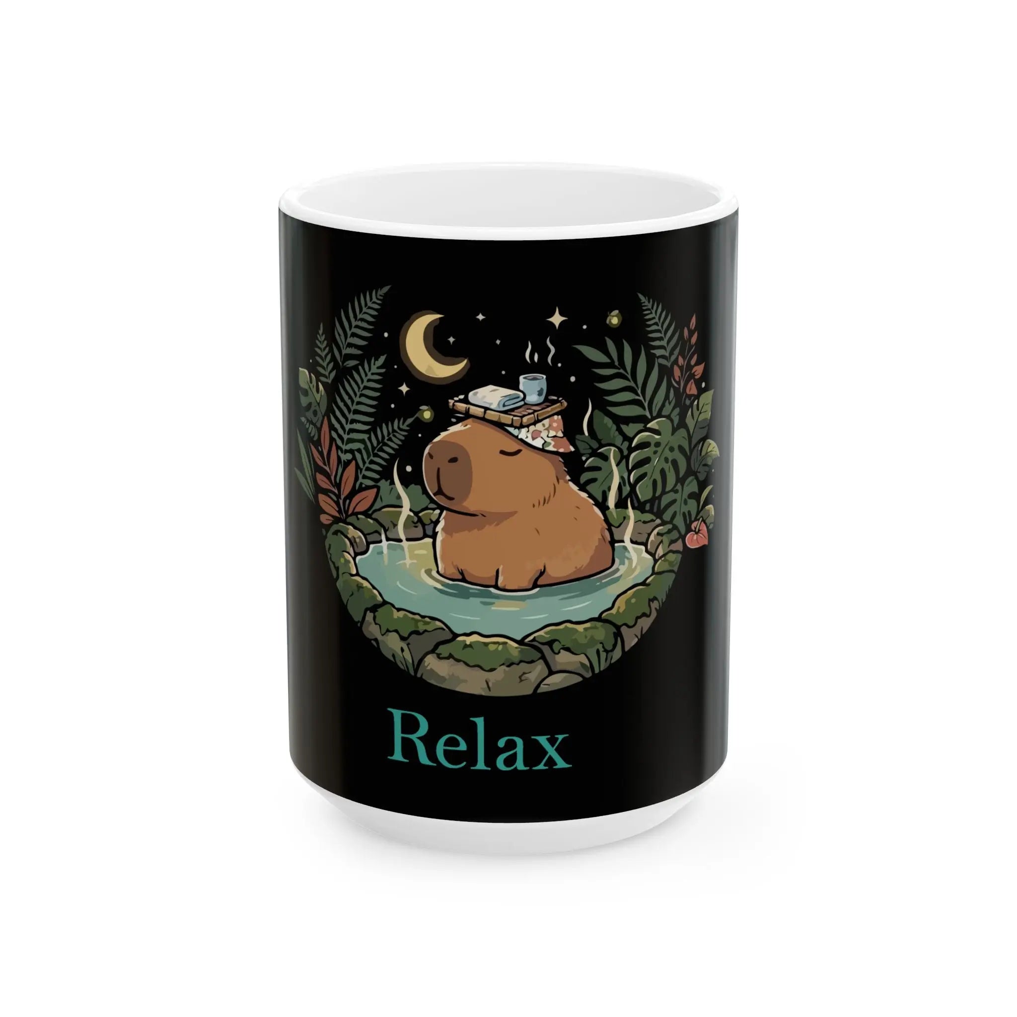 Relax Capybara Hot Spring Mug — Cute Ceramic Coffee Cup (11oz, 15oz) Printify