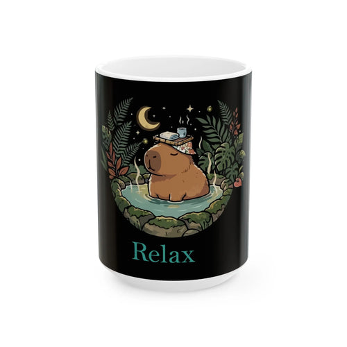 Relax Capybara Hot Spring Mug — Cute Ceramic Coffee Cup (11oz, 15oz) Printify