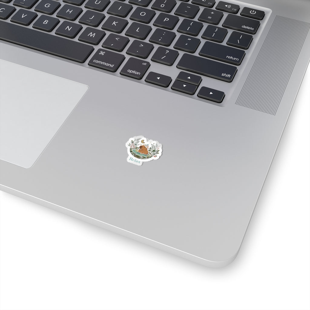Relax Bear Kiss-Cut Sticker – Cute Woodland Laptop Decal